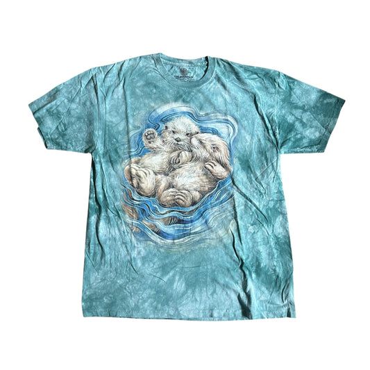 Vintage y2k TheMountain Cute Otters Blue Tie Dye T-Shirt Mens 2XL