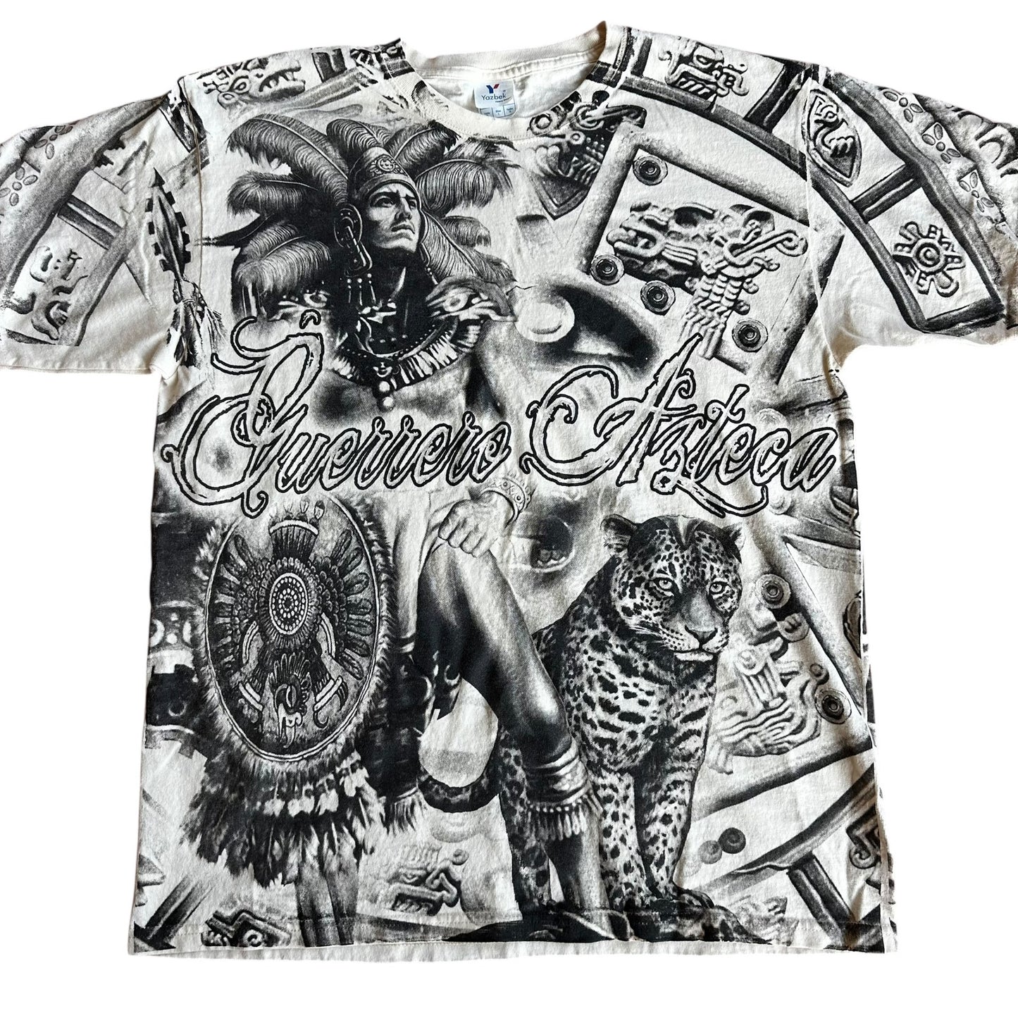 Vintage Aztec Warrior DoubleSided AOP T-Shirt Mens Large