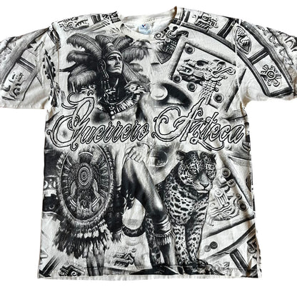 Vintage Aztec Warrior DoubleSided AOP T-Shirt Mens Large