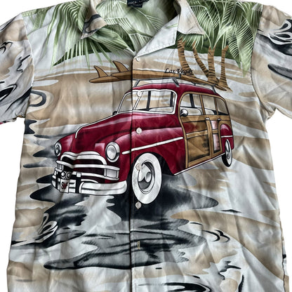 Vintage Oscar Misa 90s Woody Wagon Button Up Mens Large