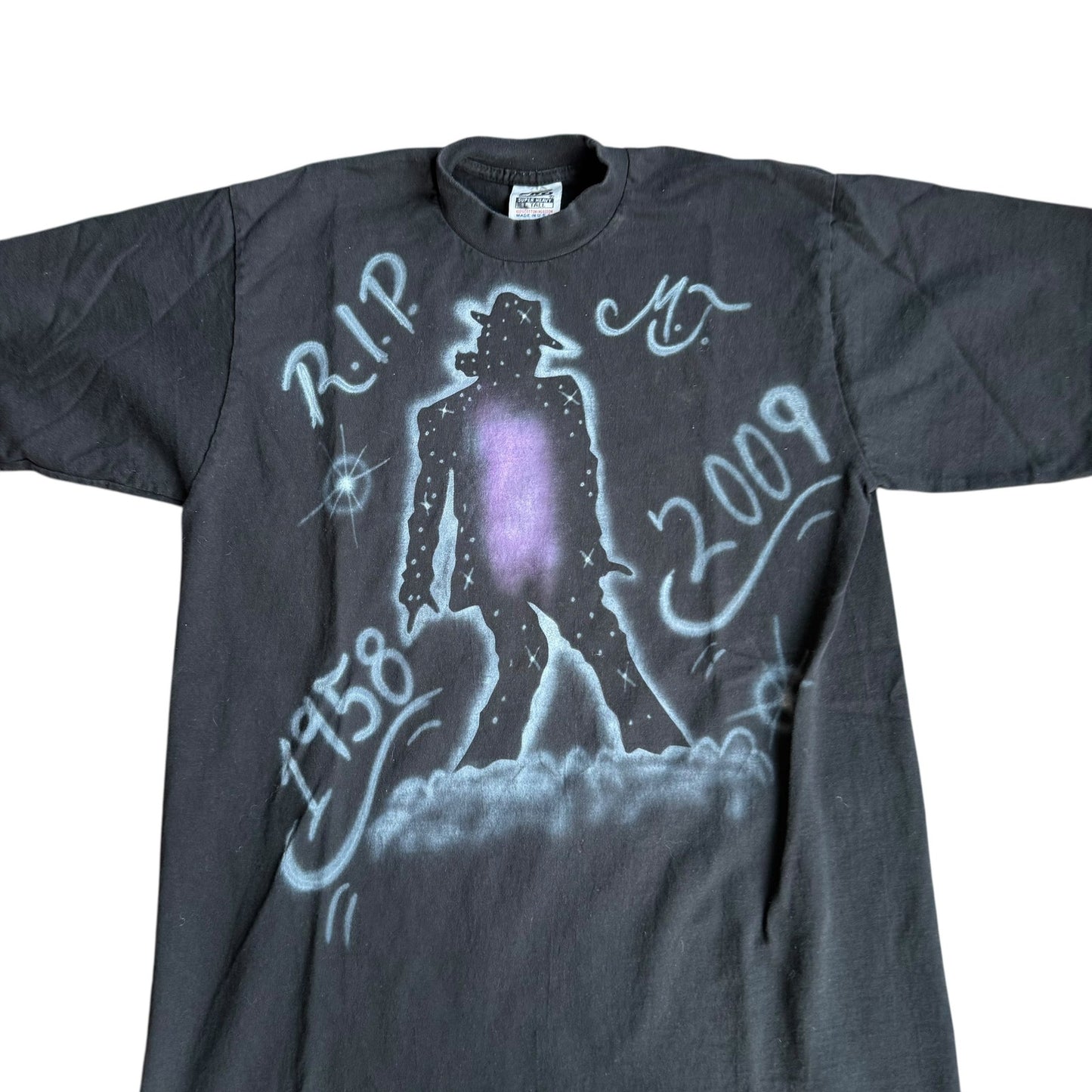 Vintage RestinPeace Michael Jackson MJ RIP Airbrush Tee Shirt Mens Large Tall