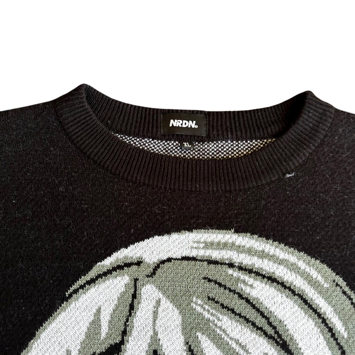 NRDN Anime Girl Knit Crewneck Sweater Black Large Mens