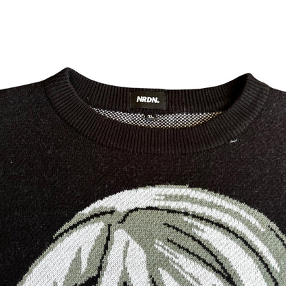 NRDN Anime Girl Knit Crewneck Sweater Black Large Mens