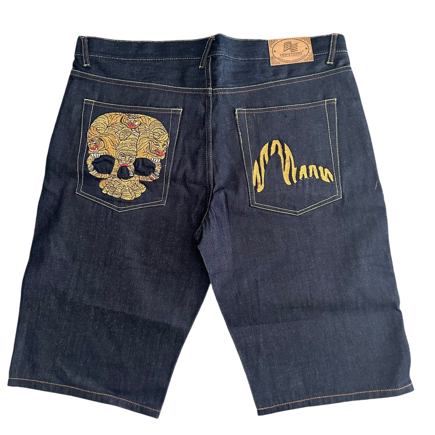 Heifetgens Evisu Style Denim Embroidered Jorts y2k Mens 40 Baggy