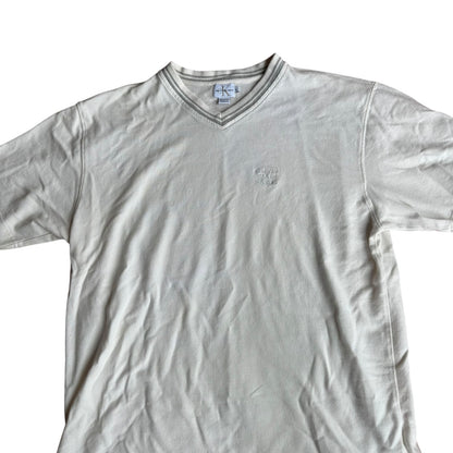 Calvin Klein White Gray V-Neck T-Shirt NWOT Mens Large