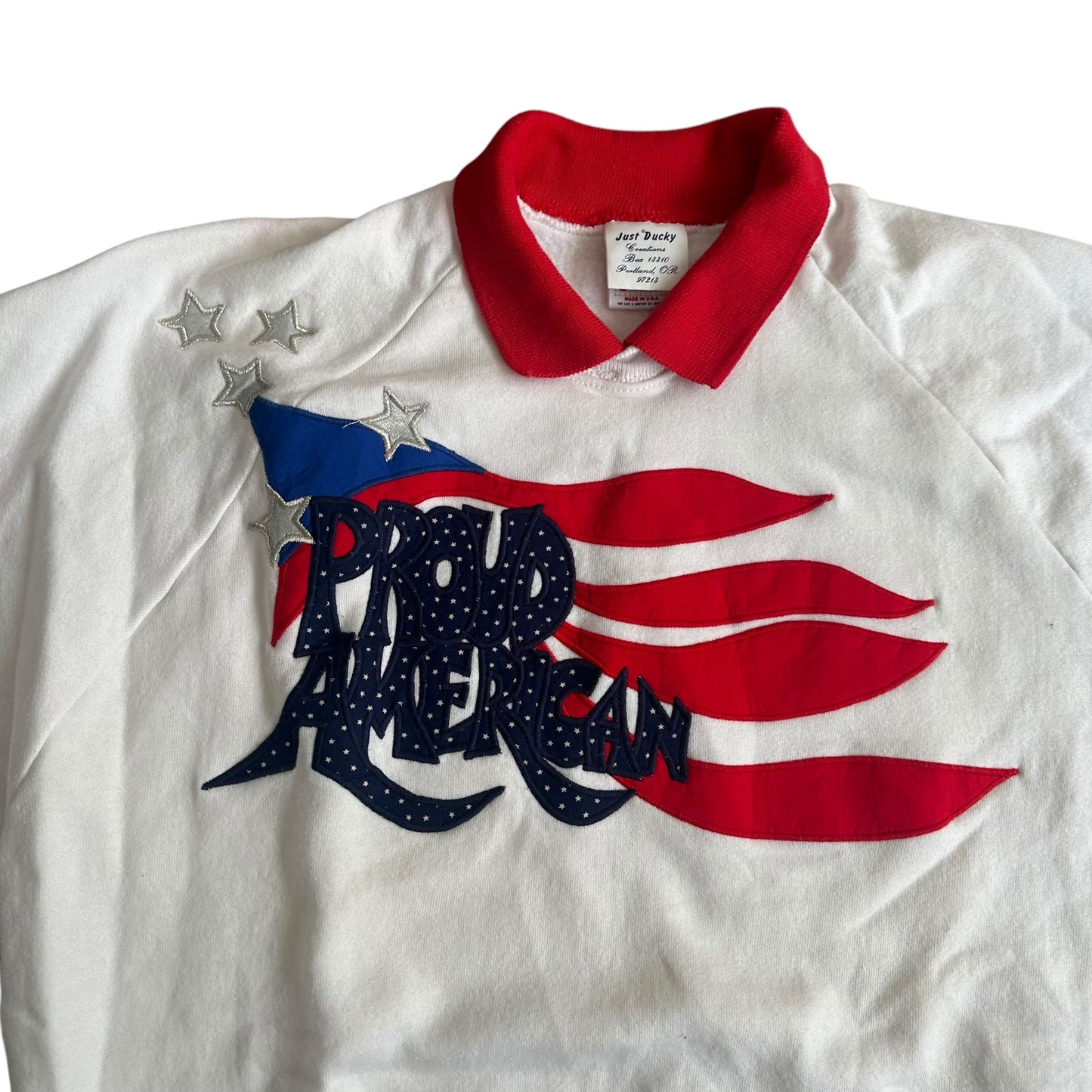 Vintage Proud American 90s White Crewneck Sweater 2XL