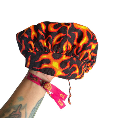 Flame Fire Chef Cap Bonnet Hat Adjustable