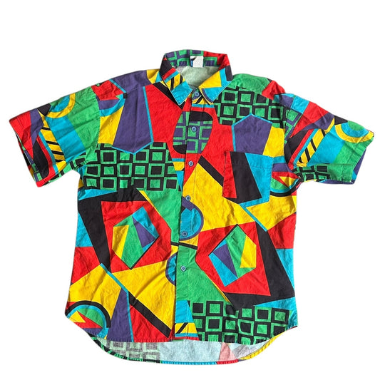 Vintage Big Sur California 90s Colorblock Geometric Pattern ButtonUp Mens Small