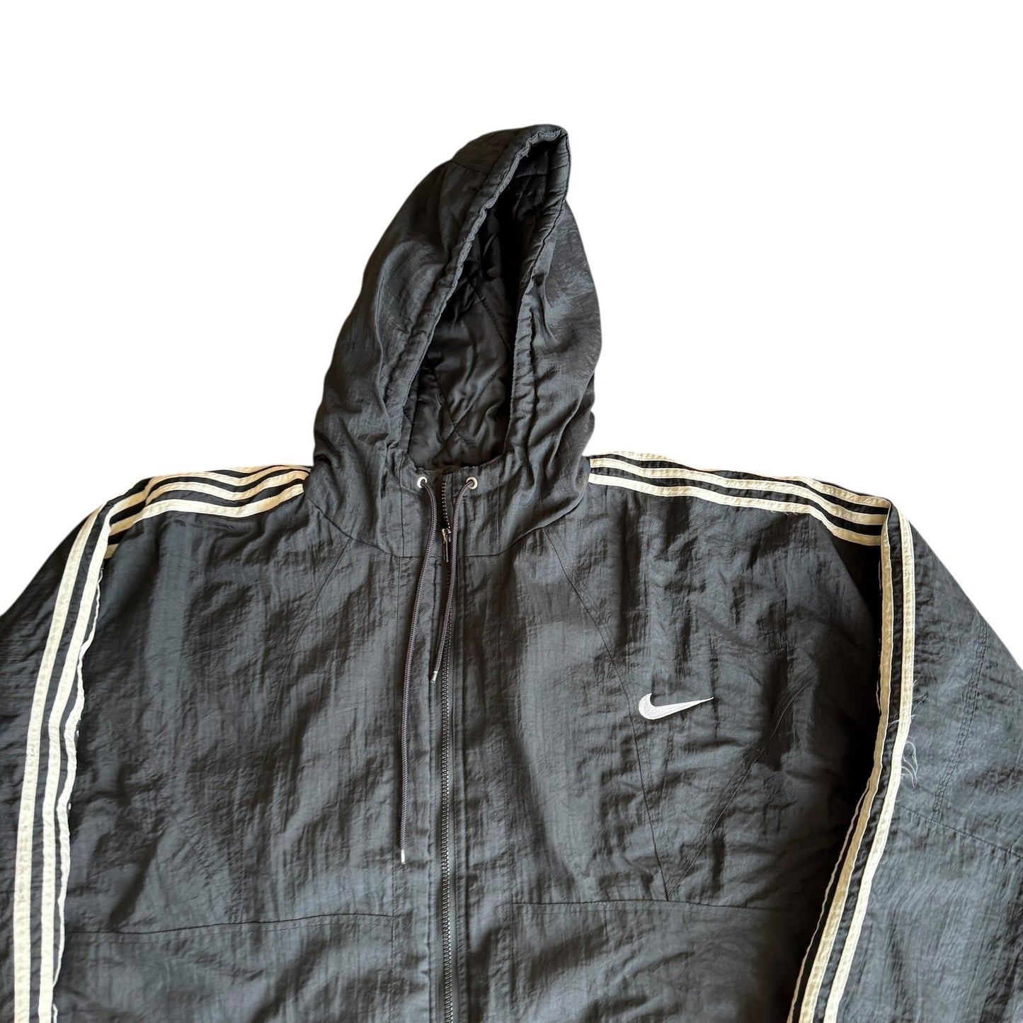 Vintage Nike Big Swoosh Windbreaker Jacket Black Mens XL