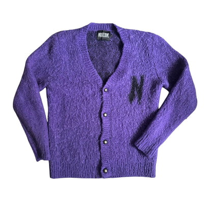 Novacaine Mohair Purple Cardigan Sweater Mens Large