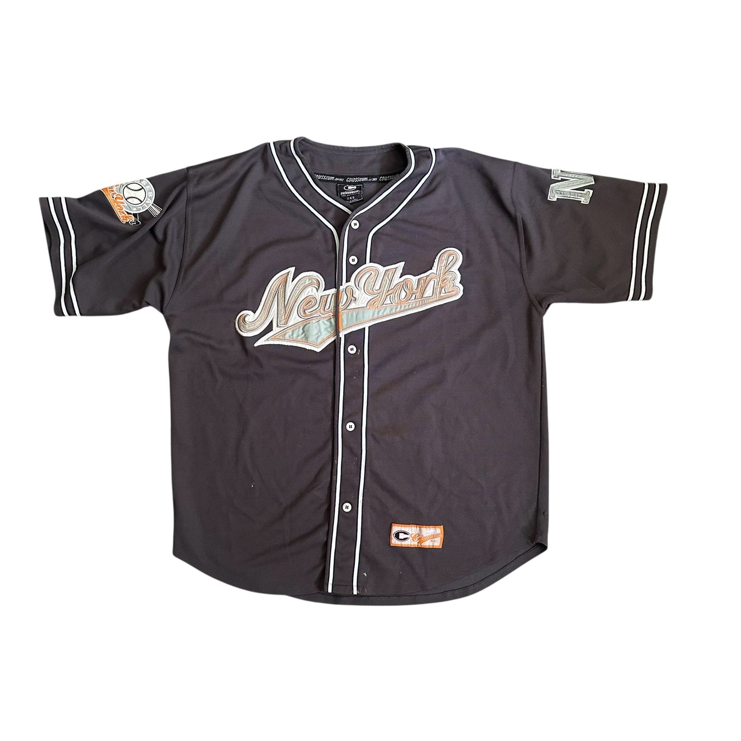 Vintage y2k Colosseum NYC Baseball Jersey Mens 2XL Gray