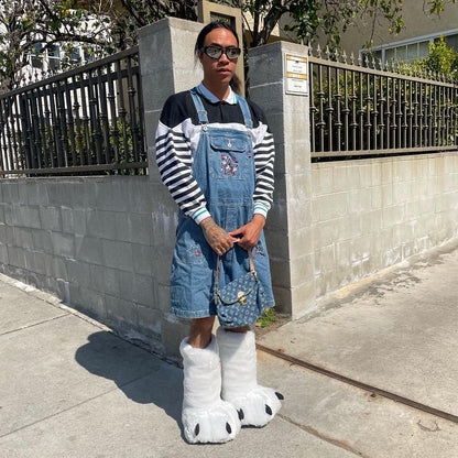 White FauxFur Monster Boots