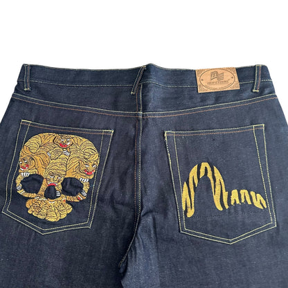 Heifetgens Evisu Style Denim Embroidered Jorts y2k Mens 40 Baggy