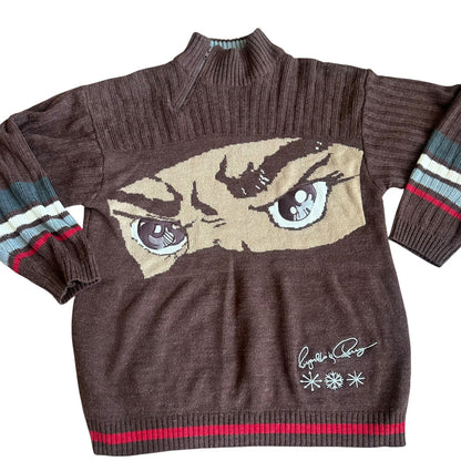 Reynolds Perry Anime Eyes Sweater Crewneck QuarterZip Mens Large