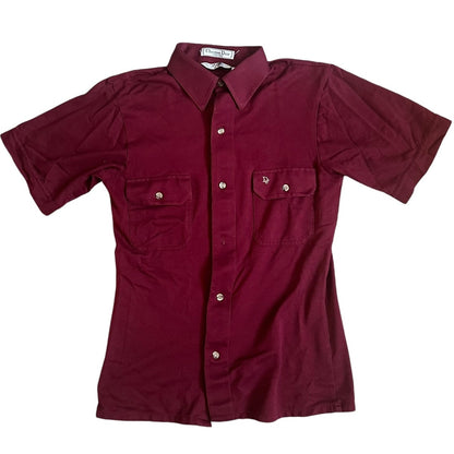 Vintage Christian Dior Chemises Womens Blouse Shirt ButtonUp Burgundy Small