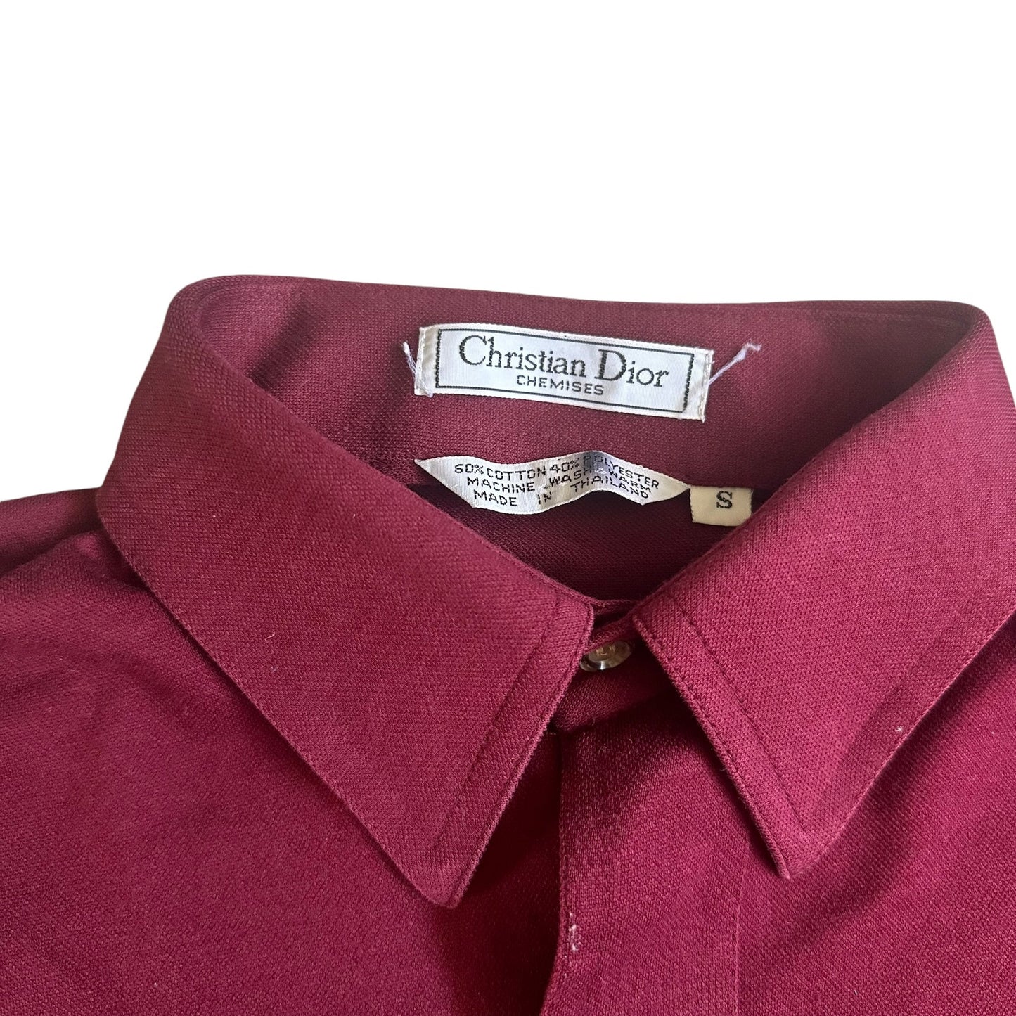 Vintage Christian Dior Chemises Womens Blouse Shirt ButtonUp Burgundy Small