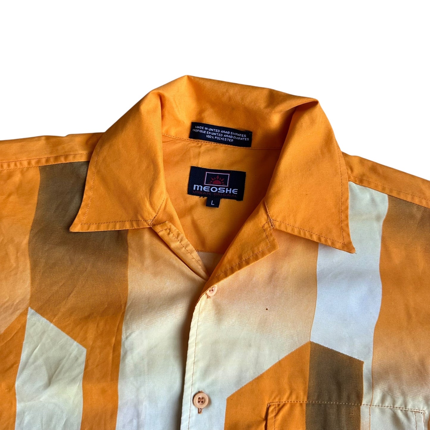 Meoshe 90s y2k AllOverPrint Button Up Shirt Mens LongSleeve Large