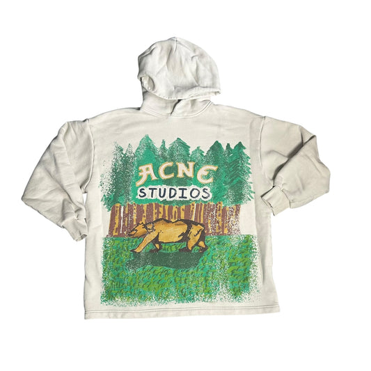 Acne Studios Grant Levy Forest Bear Print Oversized Hoodie Small