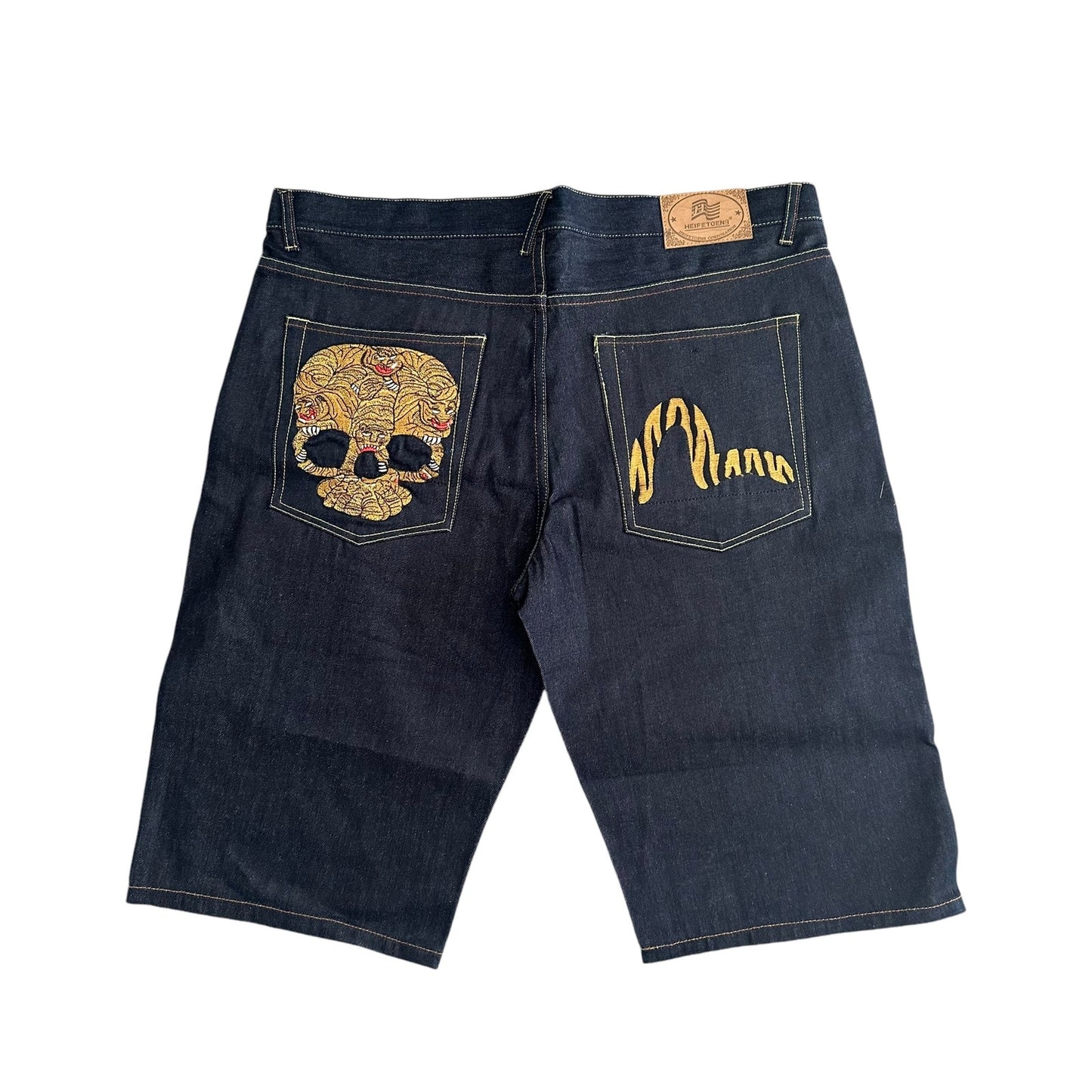 Heifetgens Evisu Style Denim Embroidered Jorts y2k Mens 40 Baggy