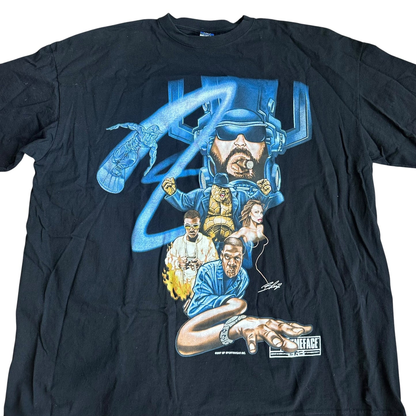 90s Marvel x Hip Hop GiveMeFace Rap Tee Shirt Mens 4XL