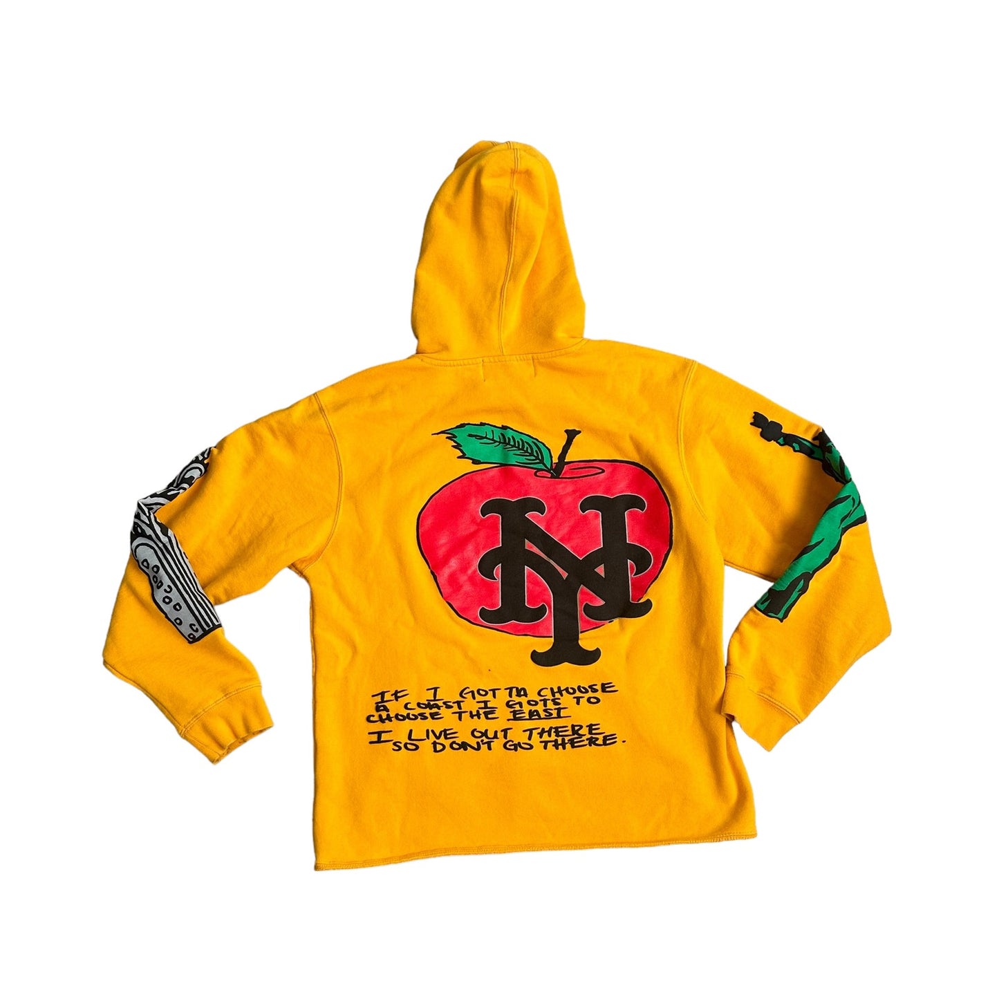 Homme Femme From Oakland to Sac Cali to NY Hoodie Yellow Mens Medium