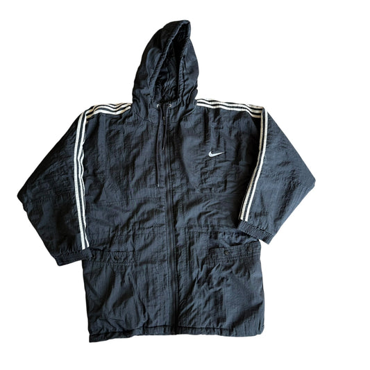 Vintage Nike Big Swoosh Windbreaker Jacket Black Mens XL