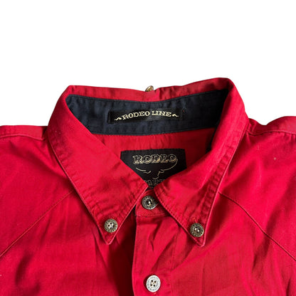 Vintage y2k Rodeo DoubleSided Western Red ButtonUp Mens XL