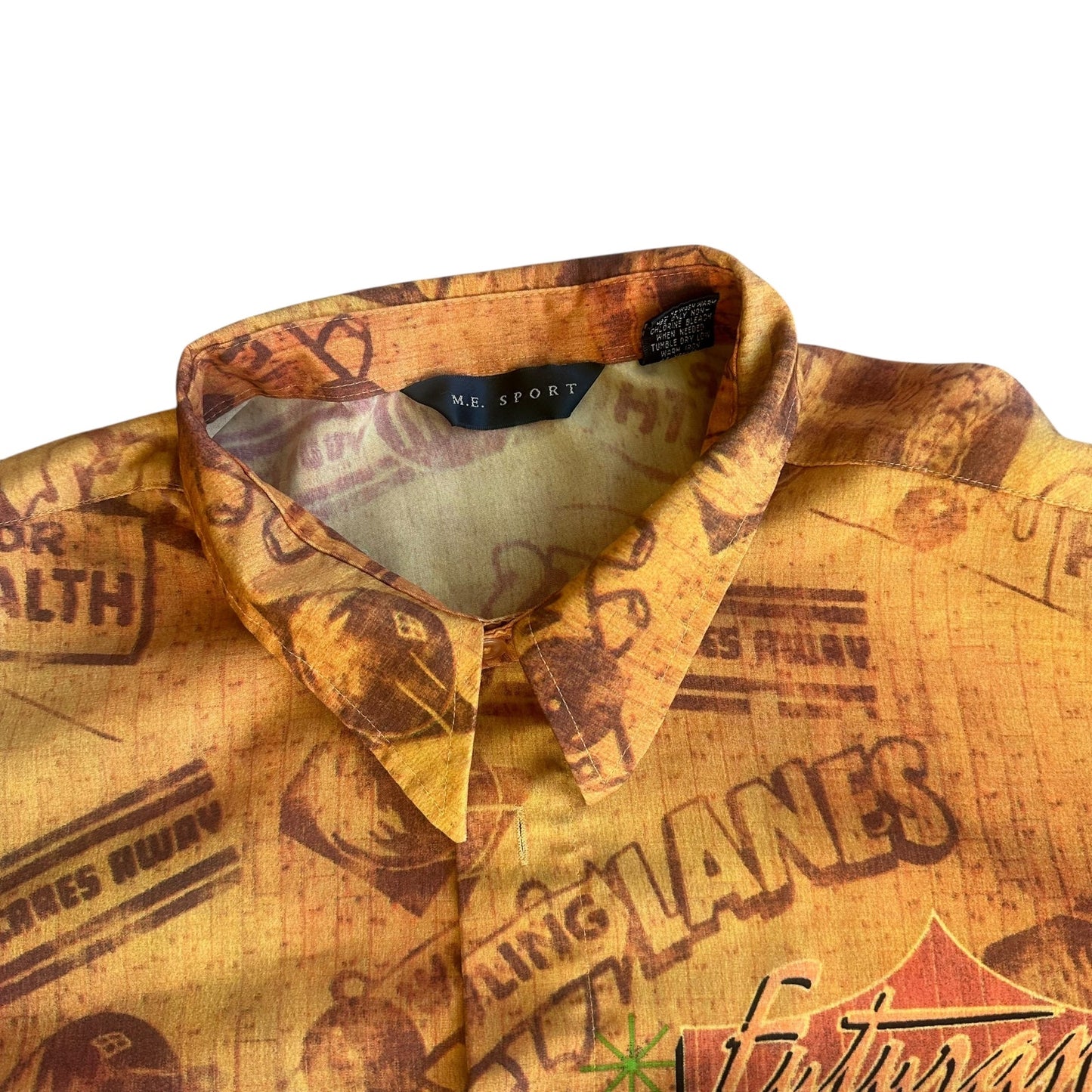 Vintage Bowling Shirt AOP Allover Print Mens 2XL