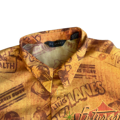Vintage Bowling Shirt AOP Allover Print Mens 2XL
