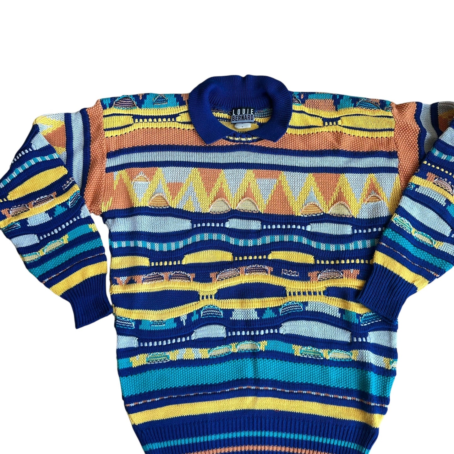 Vintage 90s Louie Bernard Coogi Style Collar Sweater Mens Medium