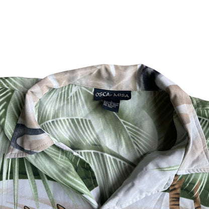 Vintage Oscar Misa 90s Woody Wagon Button Up Mens Large