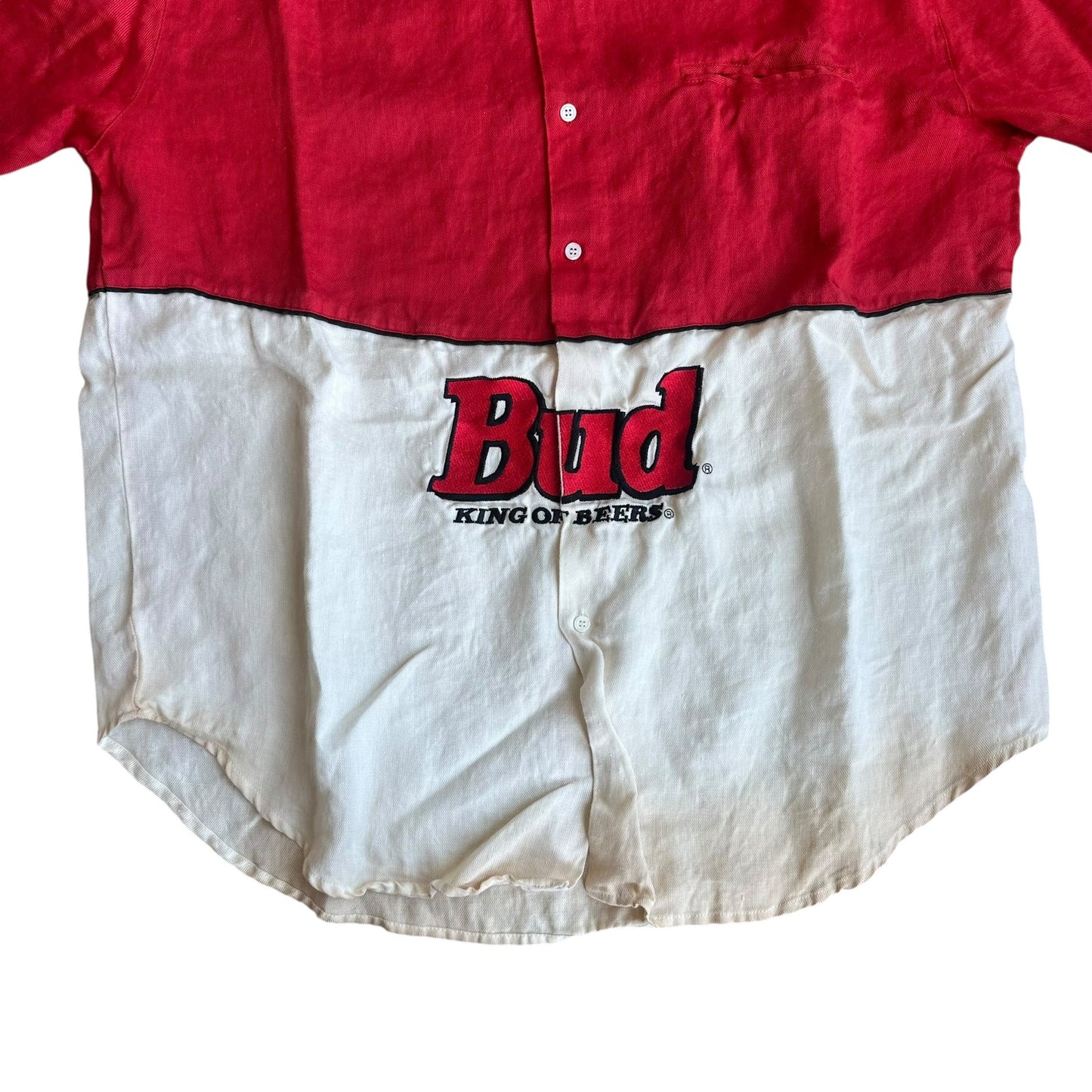 Vintage Bud Budweiser Red Shirt Jeff hamilton Mens 2XL