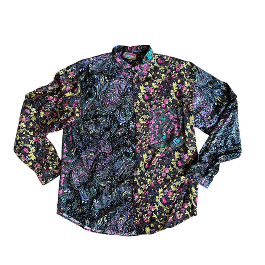 Vintage Santana Paisley MultiColor LongSleeve Shirt Mens Large