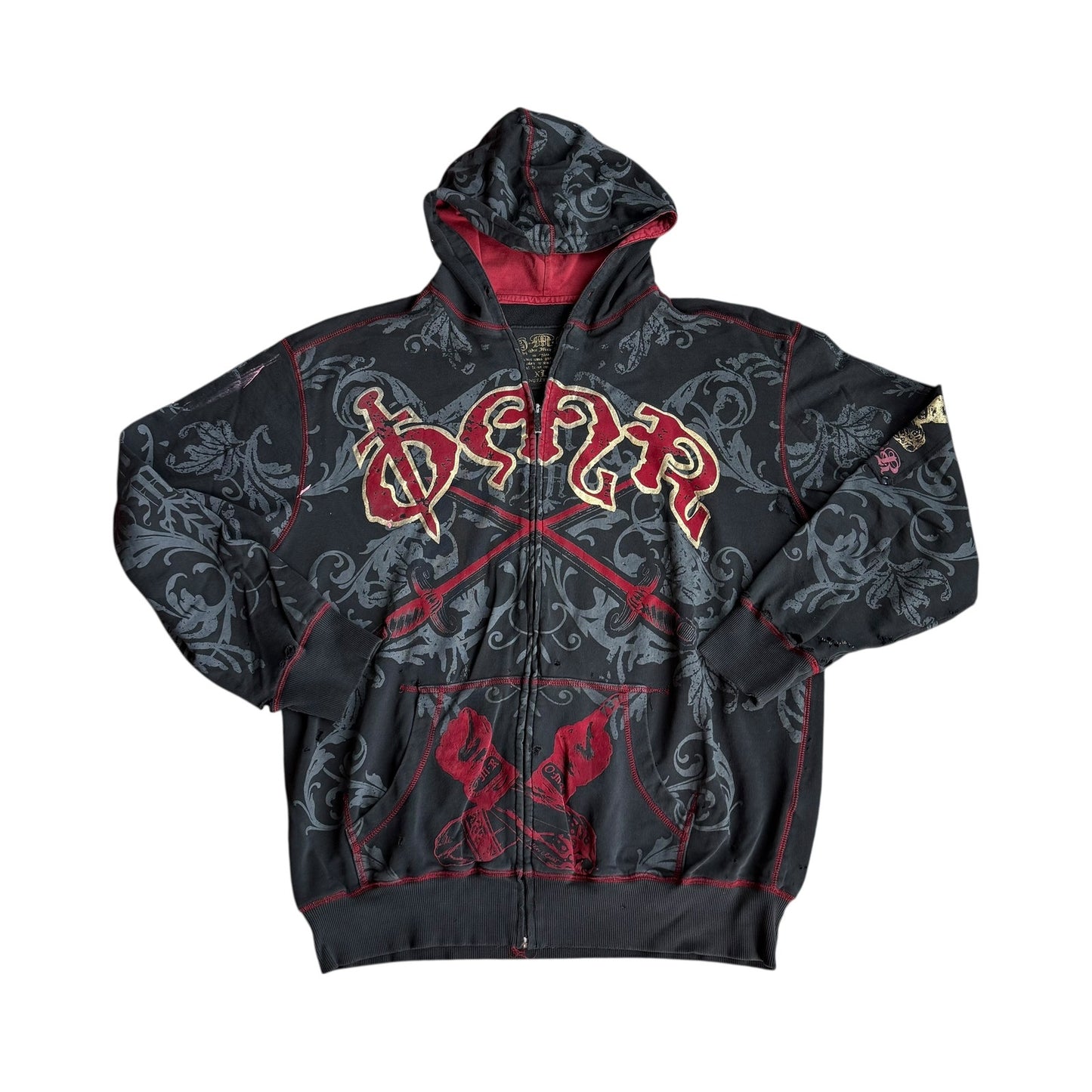 Vintage y2k OneMoreRound MMA Gothic Harajuku Hoodie Mens XL