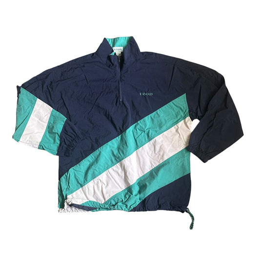 Vintage Izod 90s Windbreaker Blue Mens Large