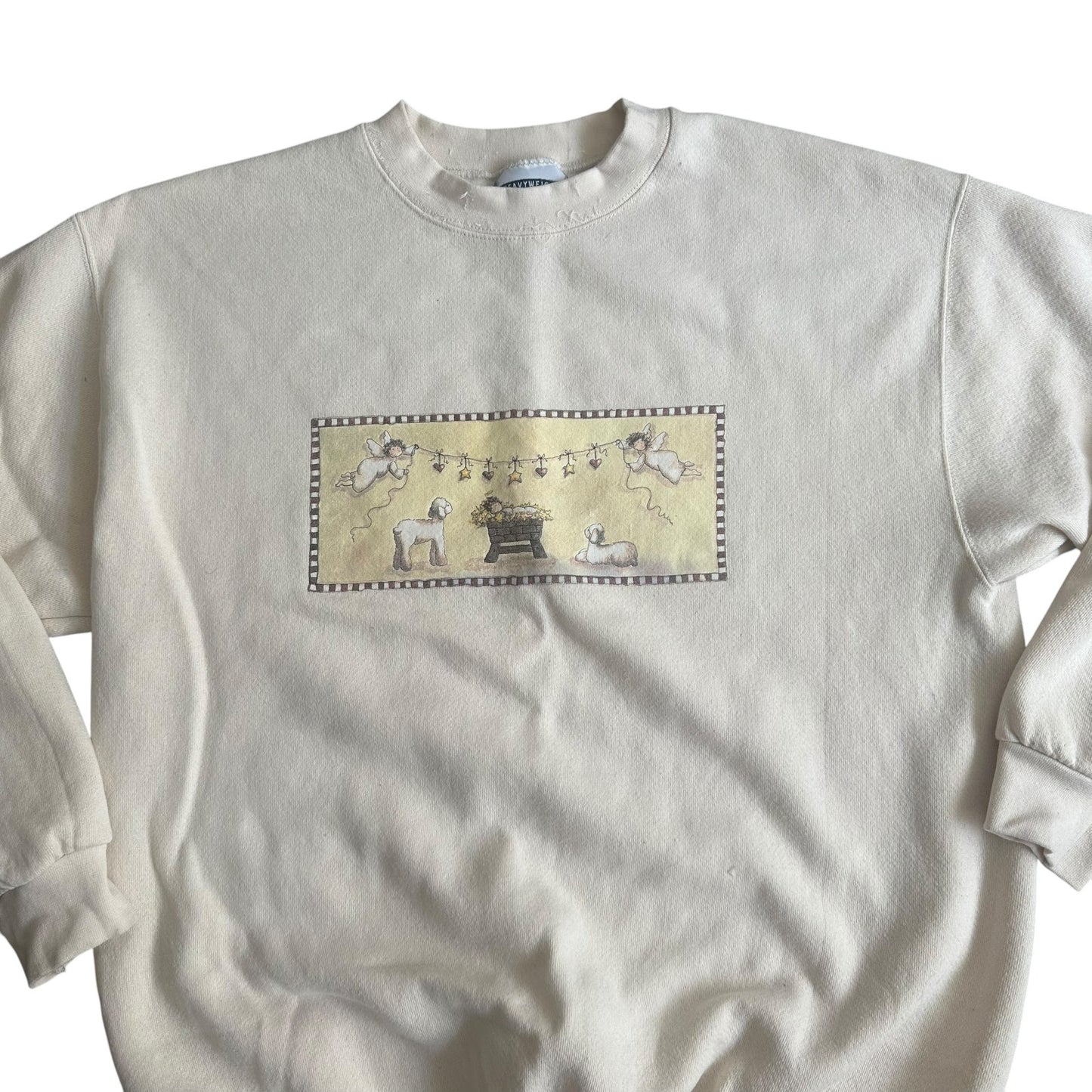 Vintage Lee Baby Jesus Angels Cherub Crewneck Sweater Mens XL