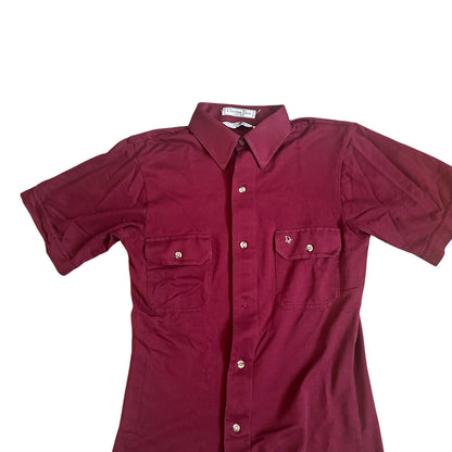 Vintage Christian Dior Chemises Womens Blouse Shirt ButtonUp Burgundy Small