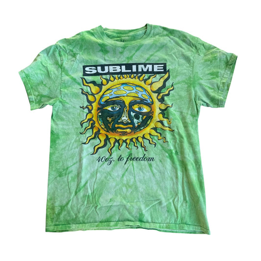 Sublime Tie Dye Green T-Shirt Band Tee Mens Medium