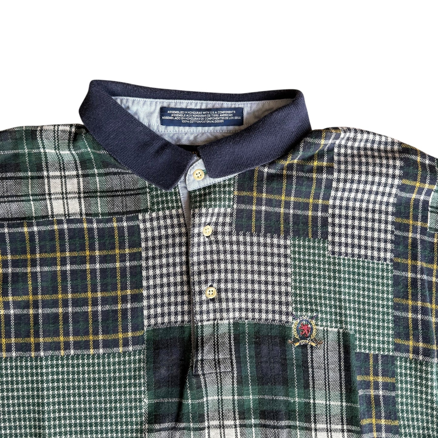 Vintage Tommy Hilfiger Patchwork Style 90s Polo Shirt Mens XL