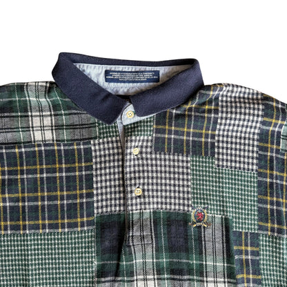 Vintage Tommy Hilfiger Patchwork Style 90s Polo Shirt Mens XL