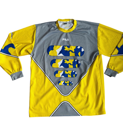 Vintage FiLA LongSleeve Soccer Jersey Yellow Mens Large