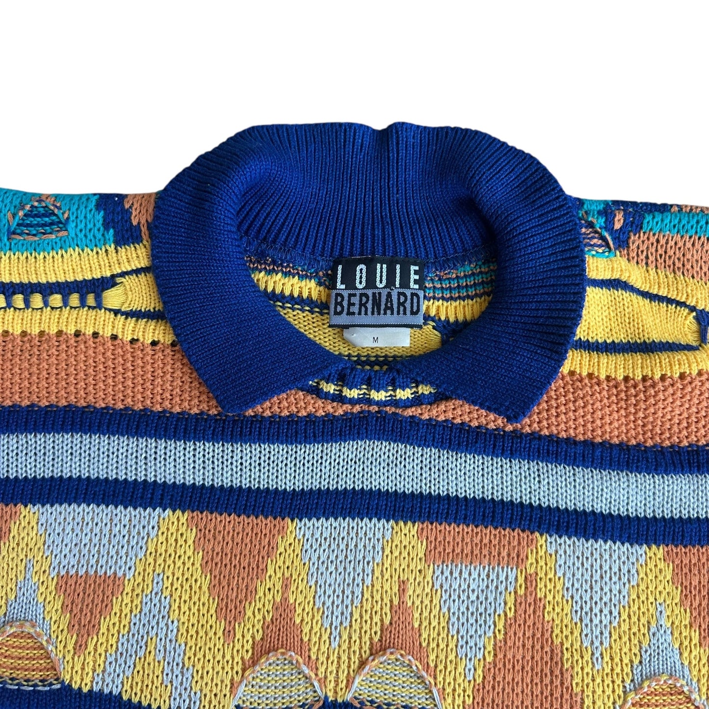 Vintage 90s Louie Bernard Coogi Style Collar Sweater Mens Medium
