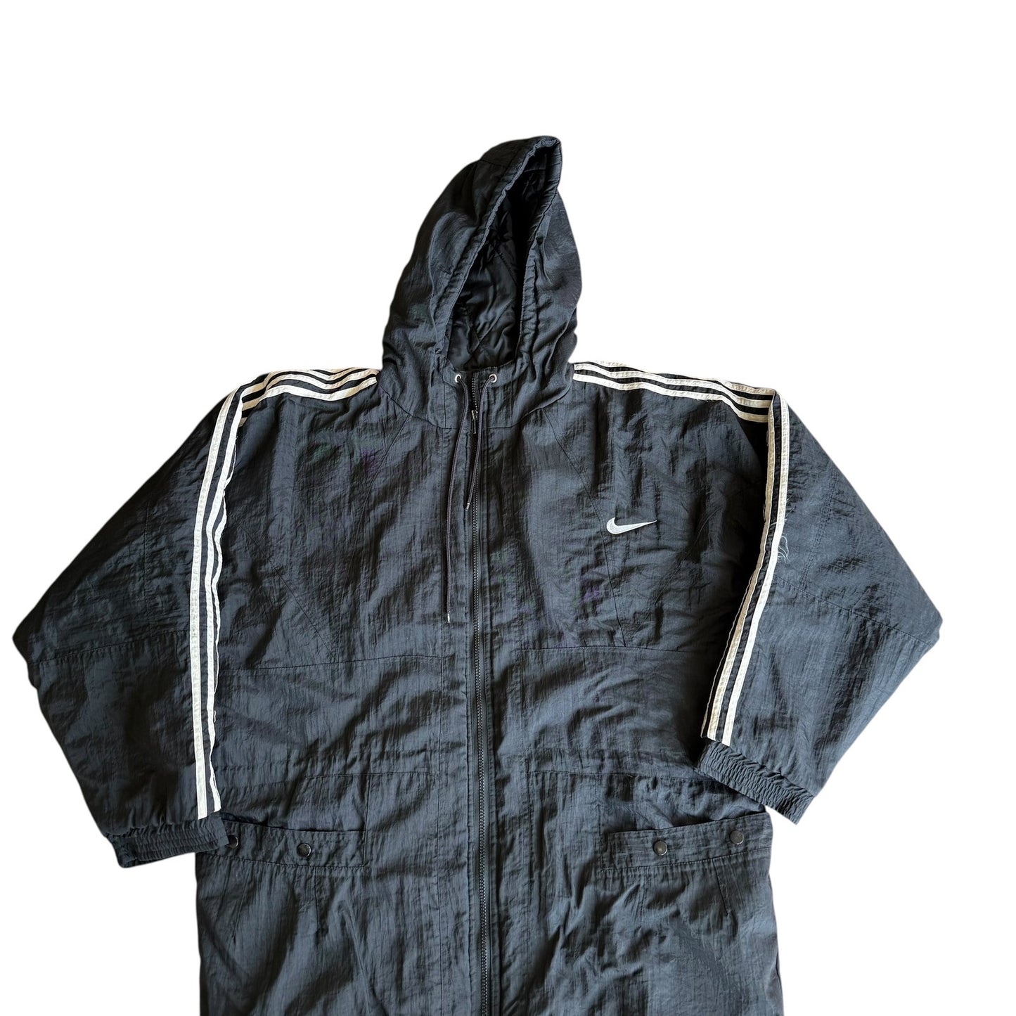 Vintage Nike Big Swoosh Windbreaker Jacket Black Mens XL