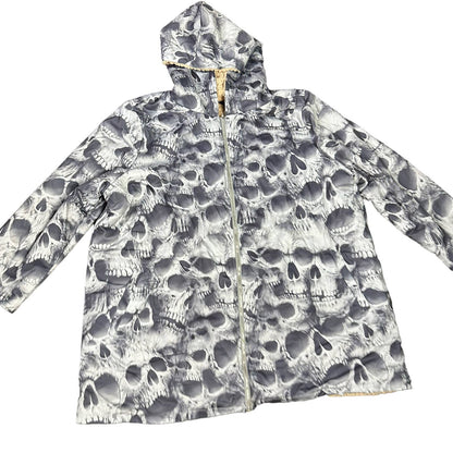 y2k Puffy Coat Skulls AllOverPrint Puffer Mens Winter Jacket 2XL