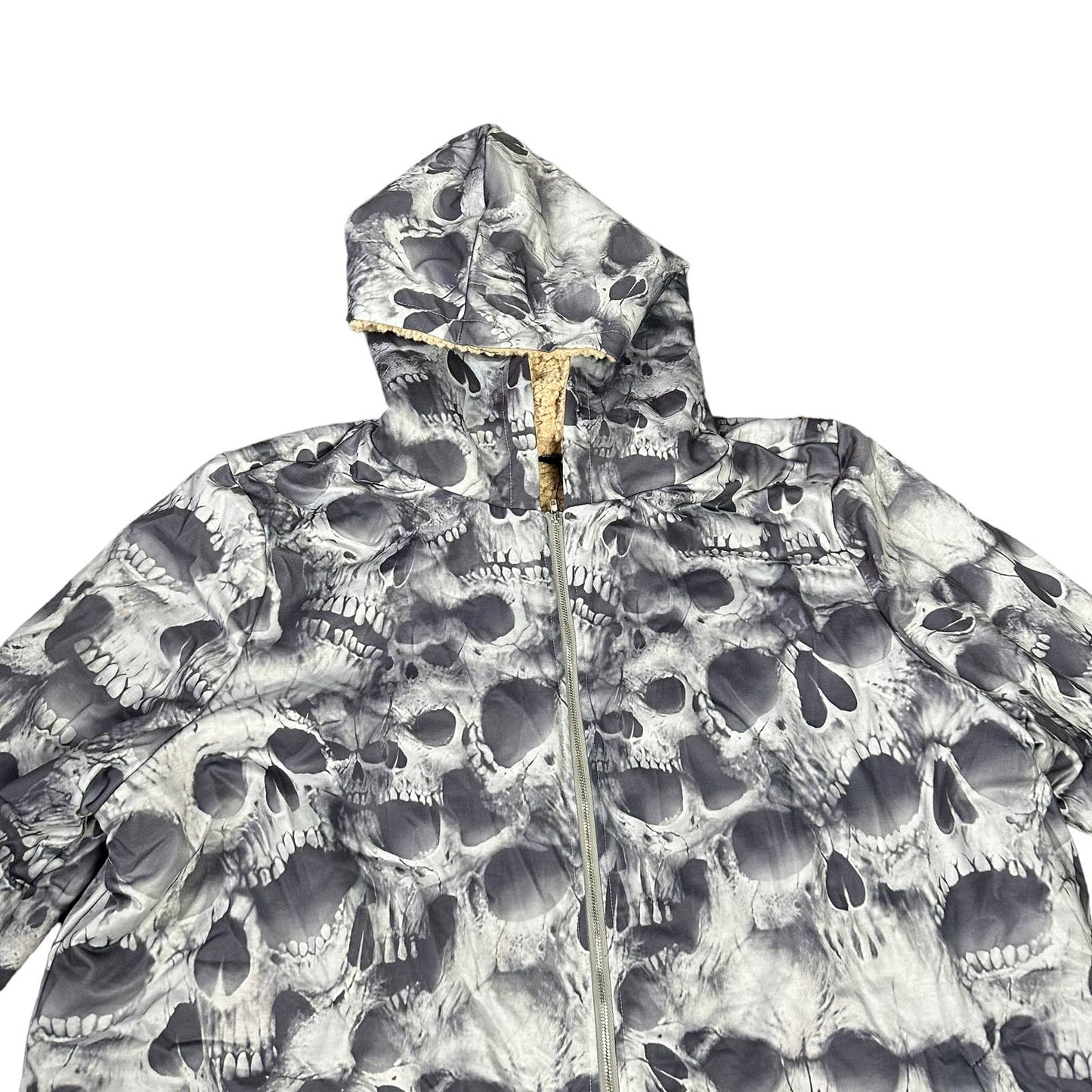 y2k Puffy Coat Skulls AllOverPrint Puffer Mens Winter Jacket 2XL