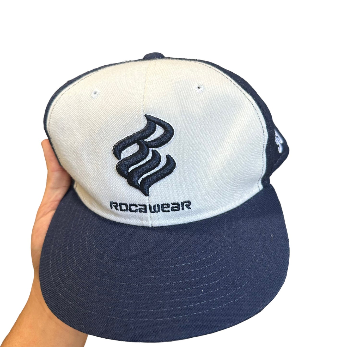 Vintage 1999 RocaWear Fitted Cap Navy Blue Mens 7 1/2